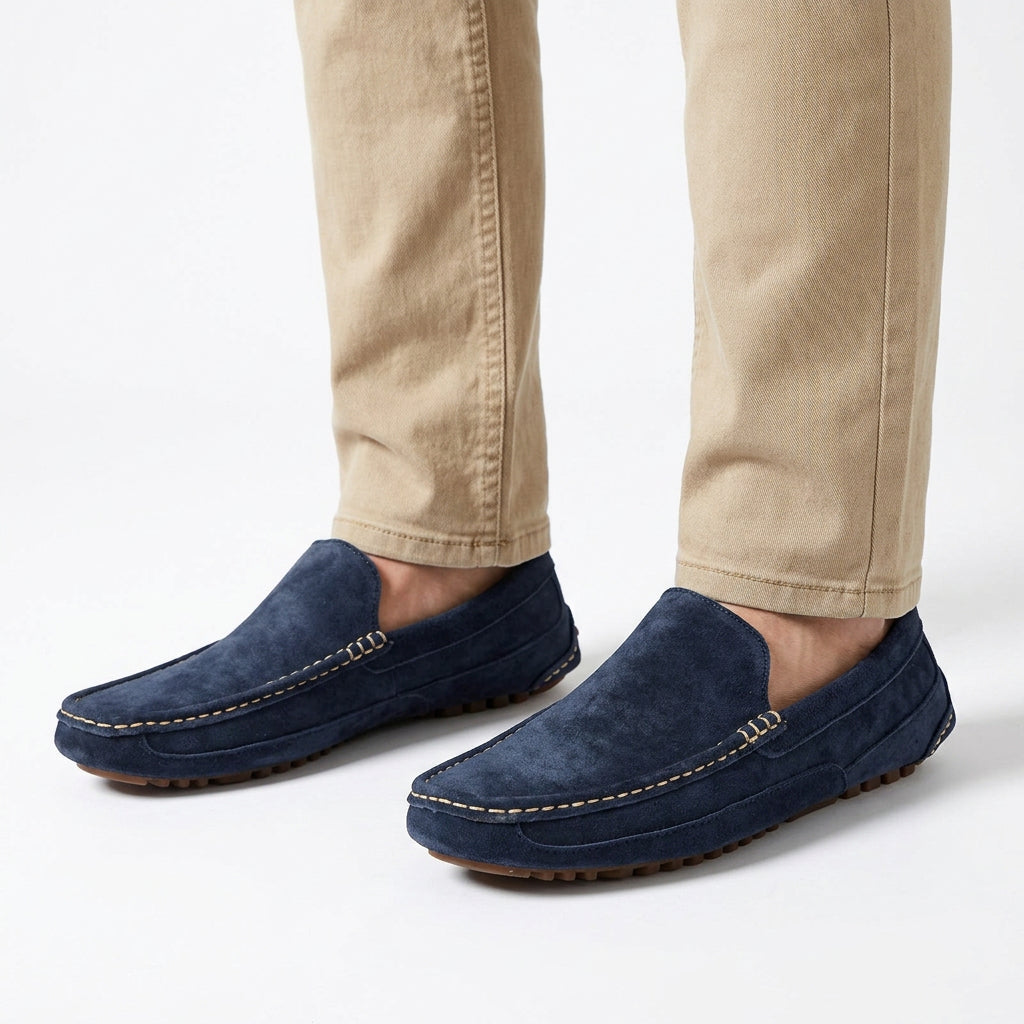 Minimal Suede Slip-On Driving Loafers for Men