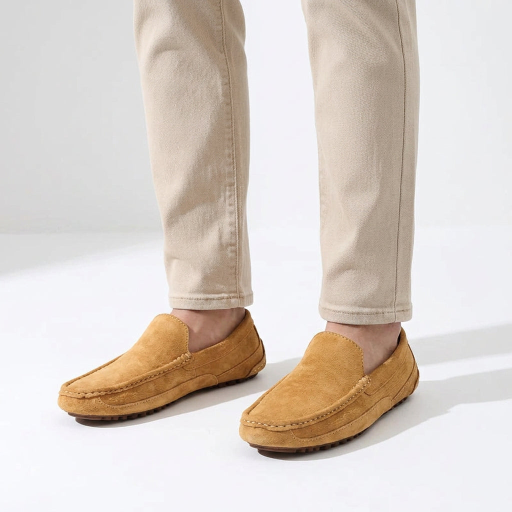 Minimal Suede Slip-On Driving Loafers for Men