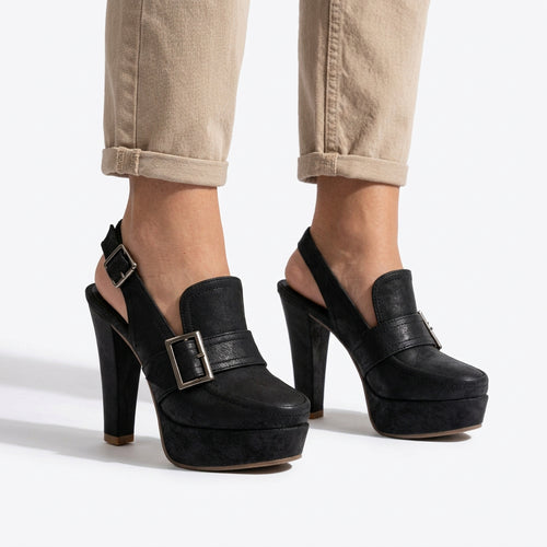 Escarpins slingback à plateforme avec détail à boucle