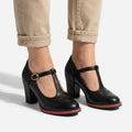 T-Bar Brogue Block Heel Mary Jane Pumps