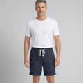 Striped Linen Drawstring Shorts with Turn-Up Hem