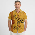 Retro Sports Print Short Sleeve Cuban Collar Shirt