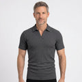 Ribbed Knit Johnny Collar Polo Shirt for Men