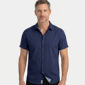 Classic Short Sleeve Shirt with Point Collar and Buttons
