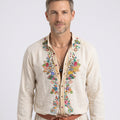 Floral Embroidered Linen Blend Bohemian Shirt