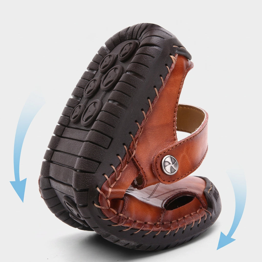 Hand-Stitched Leather Closed-Toe Sandals for Men