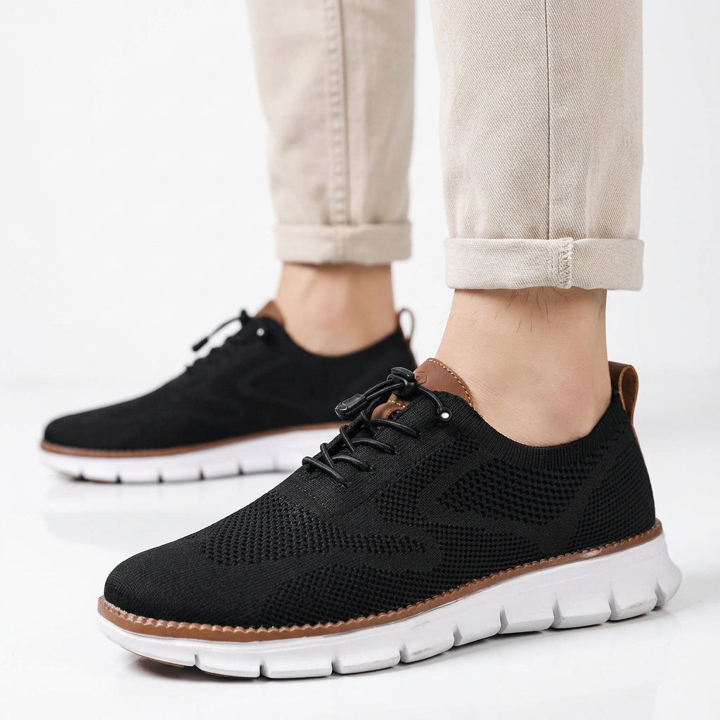Breathable Knit Mesh Lace-Up Casual Sneakers