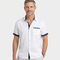 Short Sleeve Shirt with Contrast Bird Print Trim