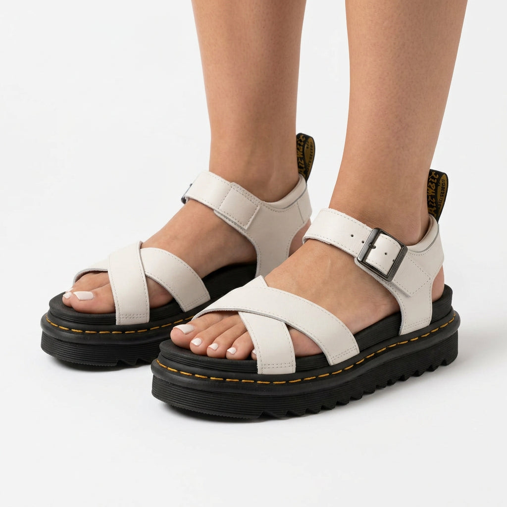 Chunky Cross-Strap Platform Sandals with Ankle Strap