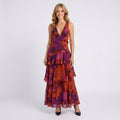 Floral Maxi Dress Women’s V Neck Tiered Occasion Dress