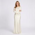 Long Sleeve Maxi Dress Women’s Boat Neck Evening Gown