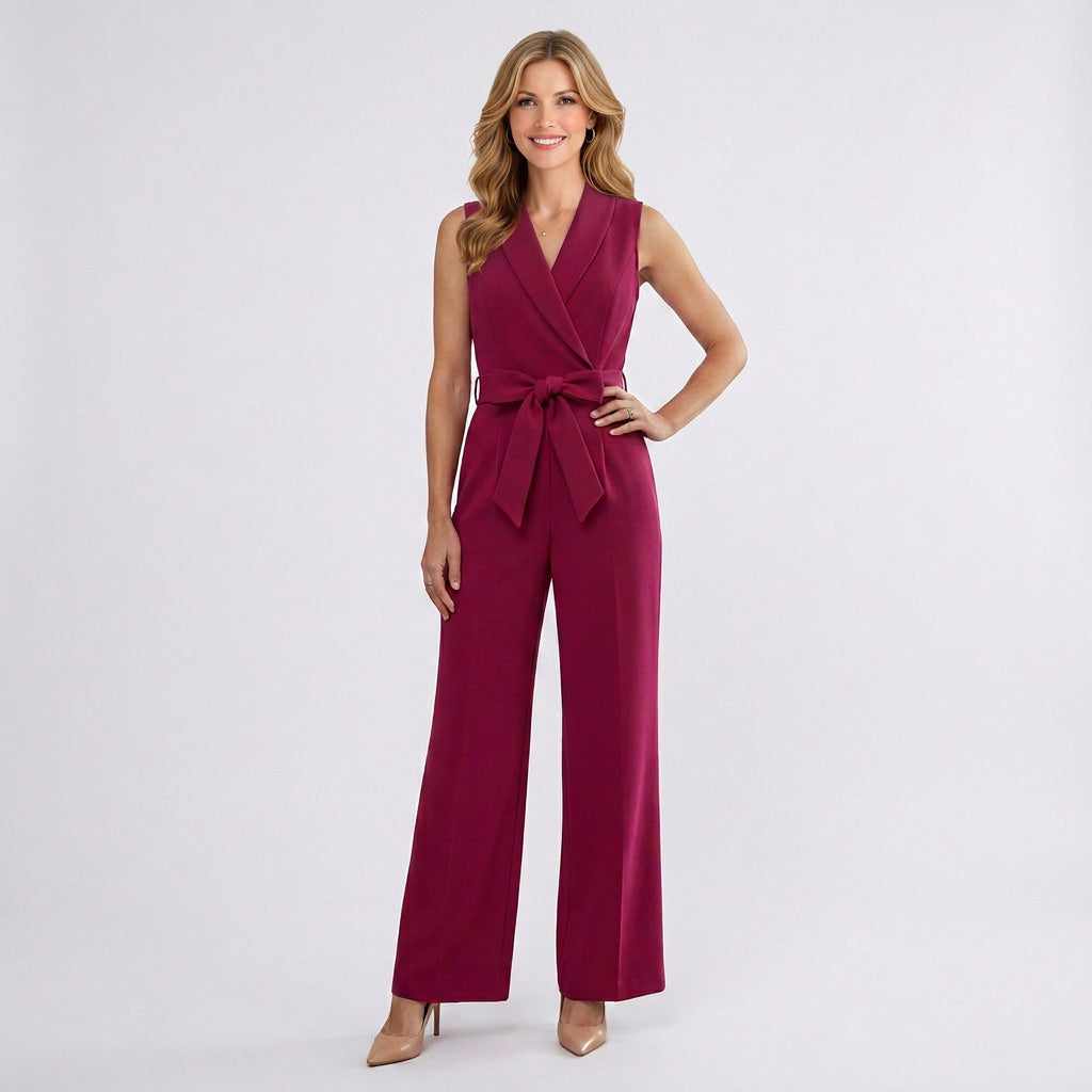 Wide Leg Jumpsuit Women’s Sleeveless Belted Occasion Outfit