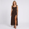 Ruffle Maxi Dress Women’s Thigh Split Occasion Dress