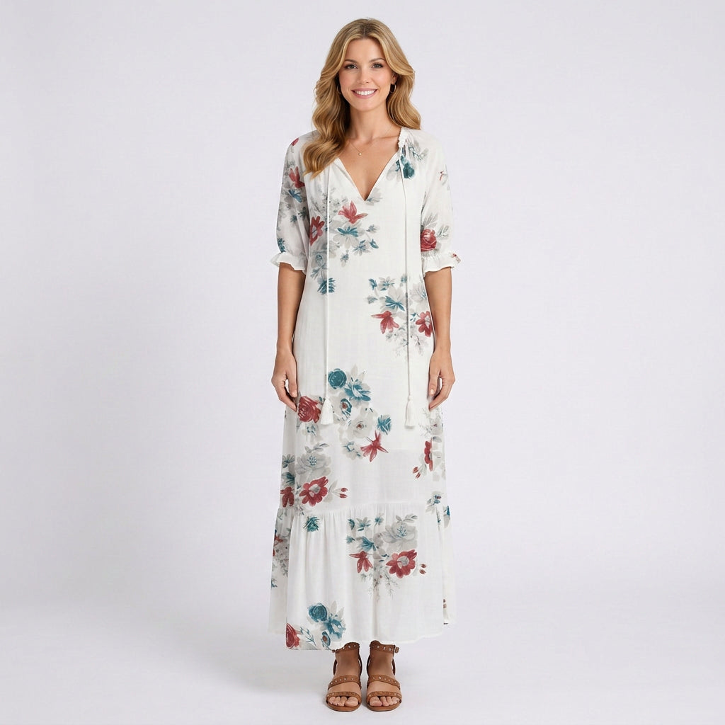 Floral Maxi Dress Women’s V Neck Boho Summer Dress