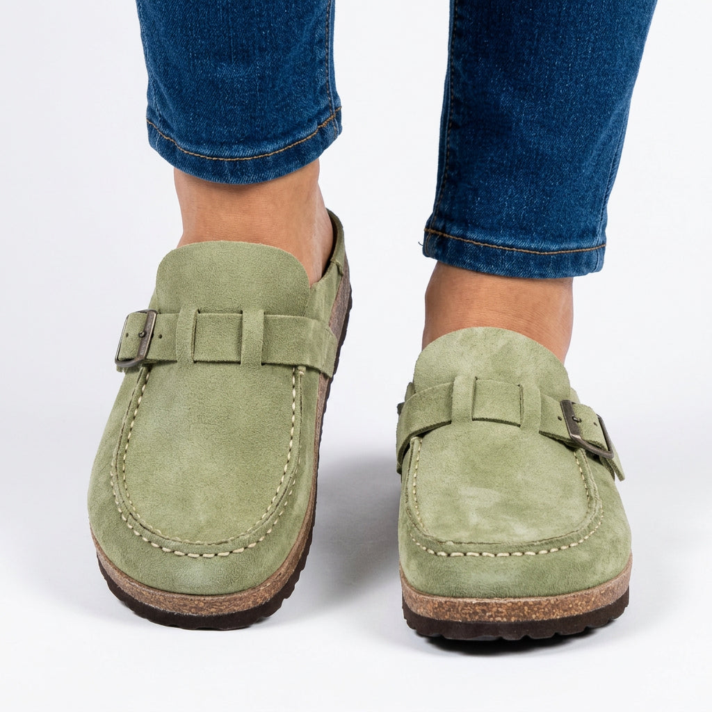 Buckle Loafers Women’s Suede-Look Slip-On Shoes