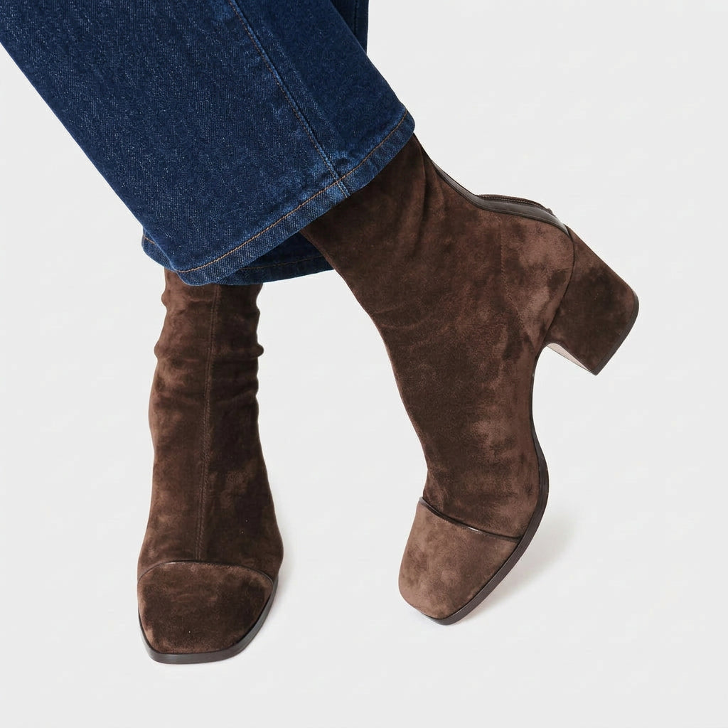 Ankle Boots Women’s Suede-Look Block Heel Boots