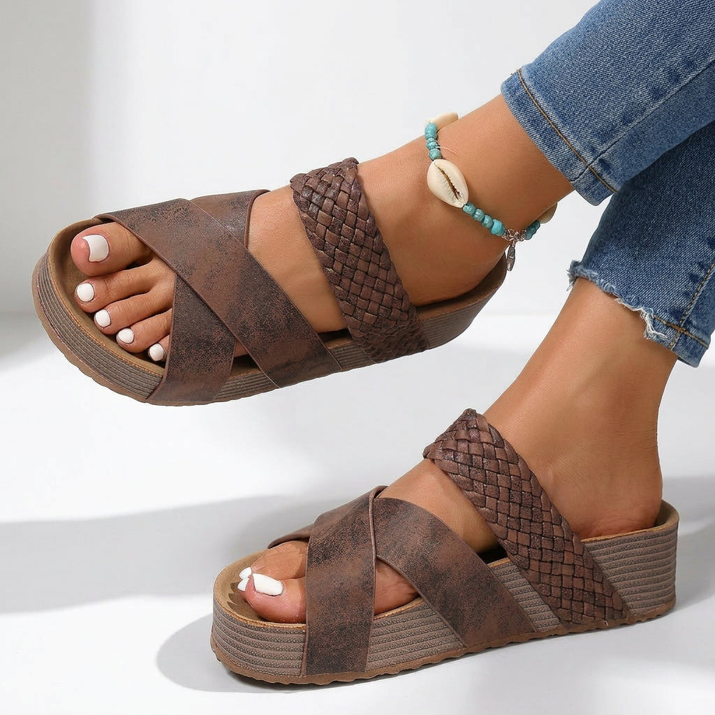 Platform Slide Sandals Women’s Braided Strap Summer Shoes