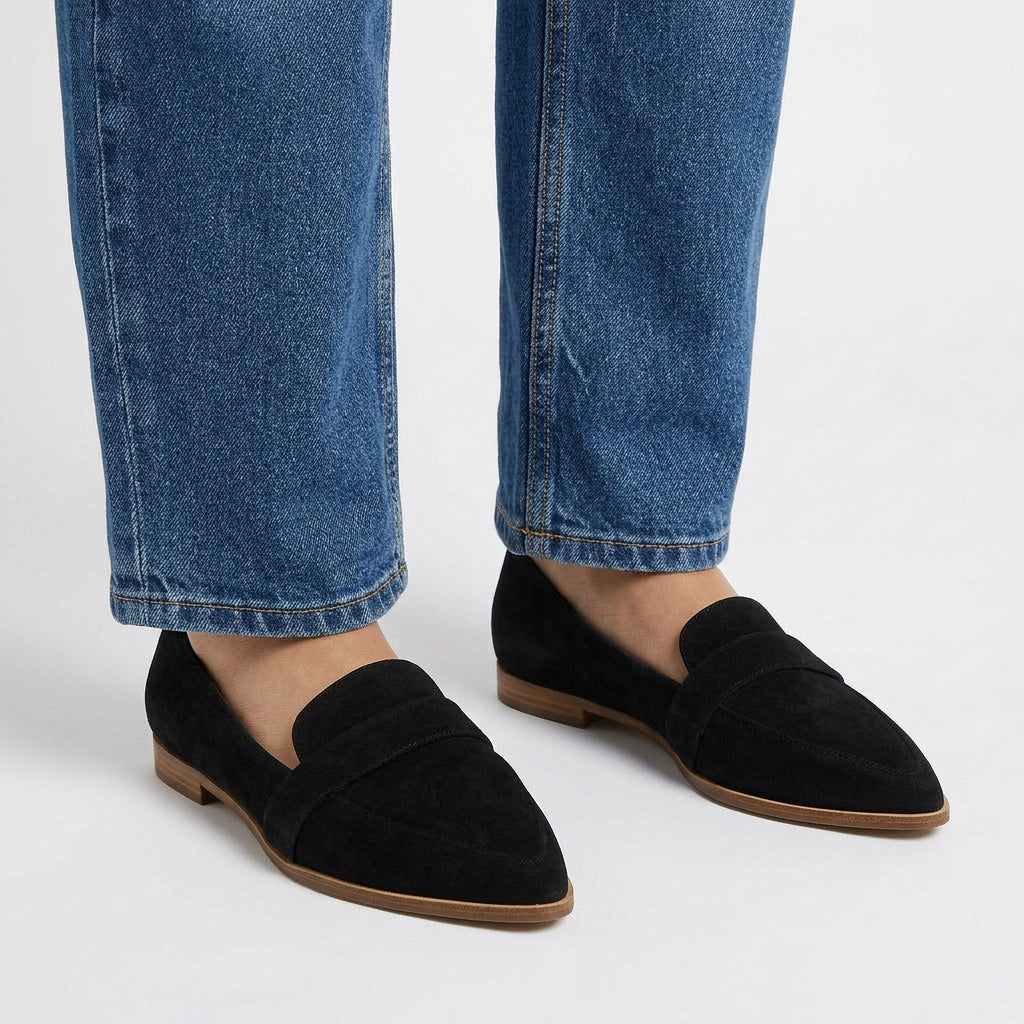 Suede Loafers Women’s Pointed Toe Flat Shoes