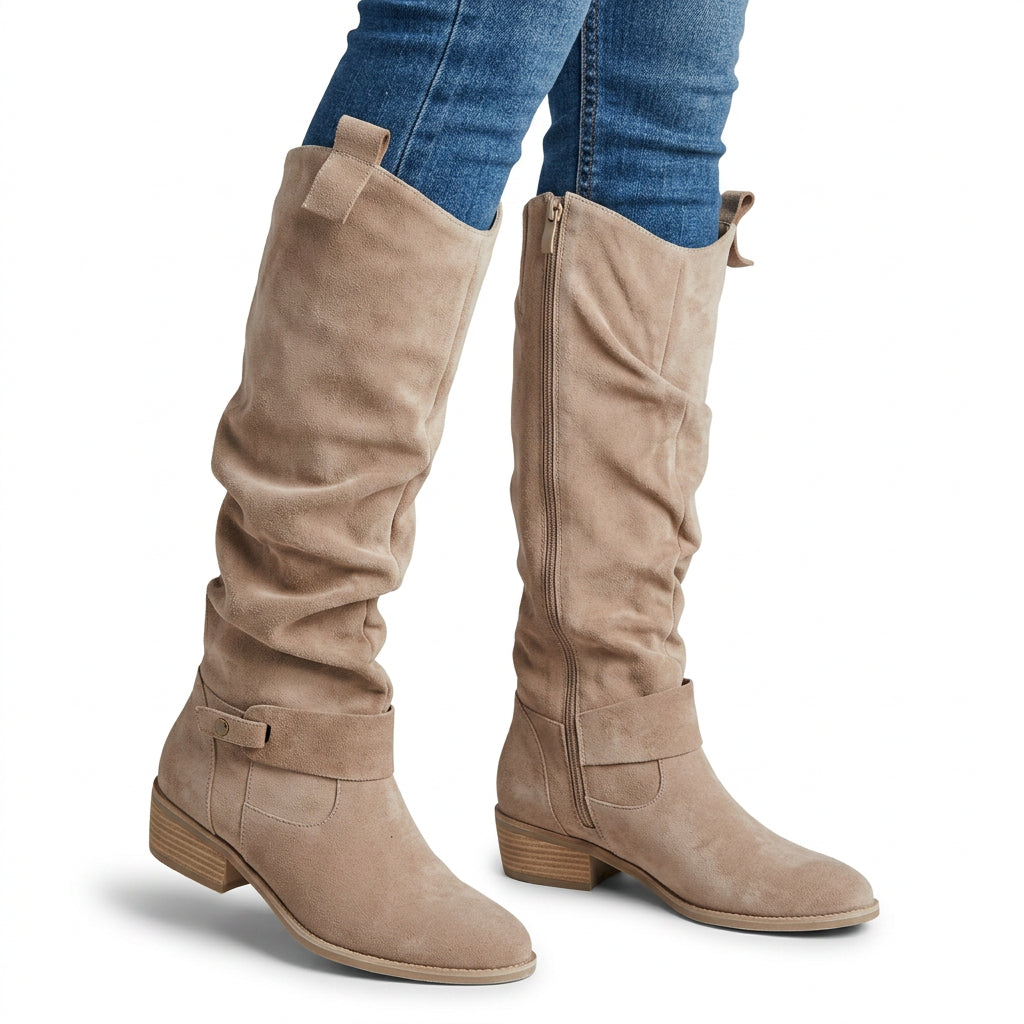 Knee High Boots Women’s Suede-Look Slouch Boots