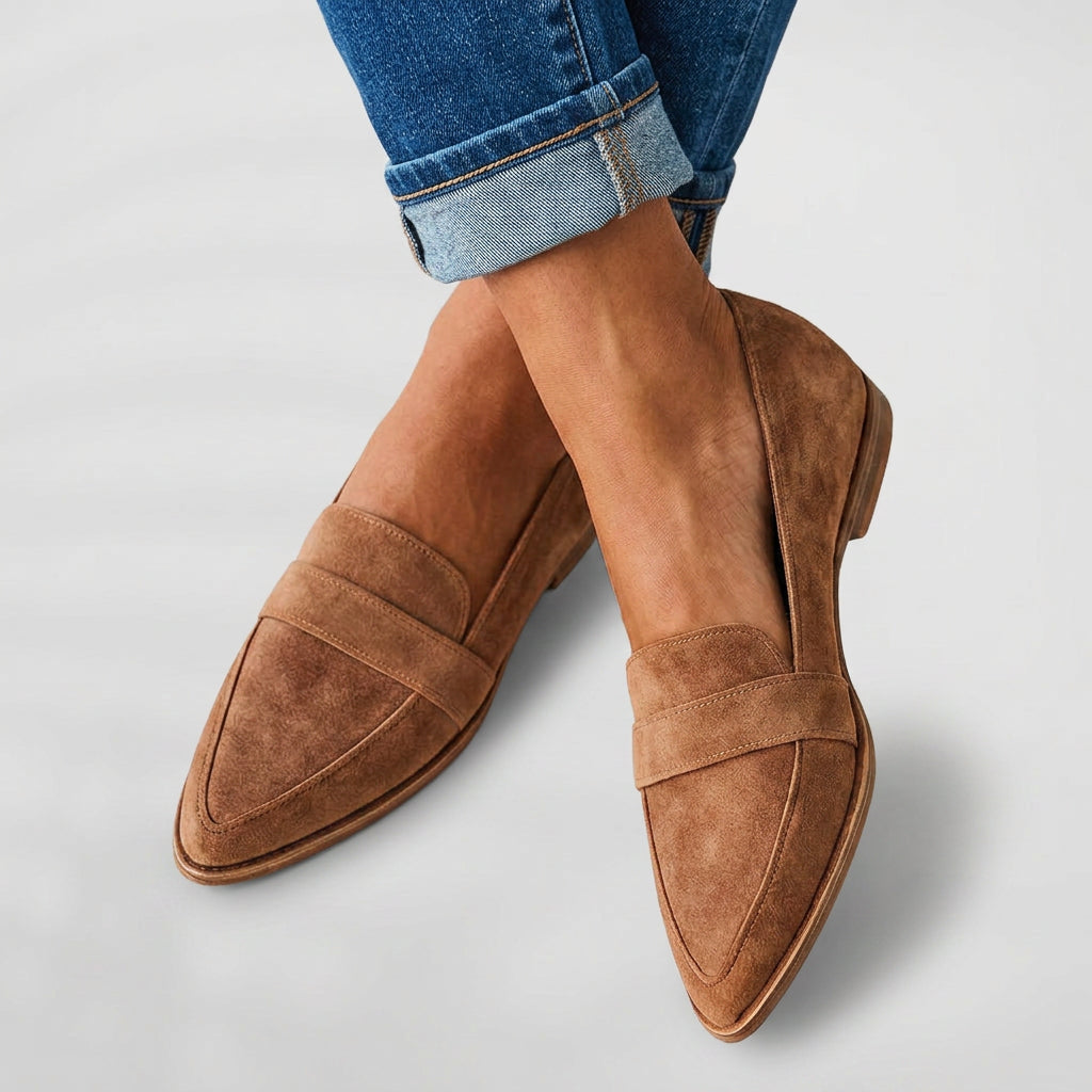 Suede Loafers Women’s Pointed Toe Flat Shoes