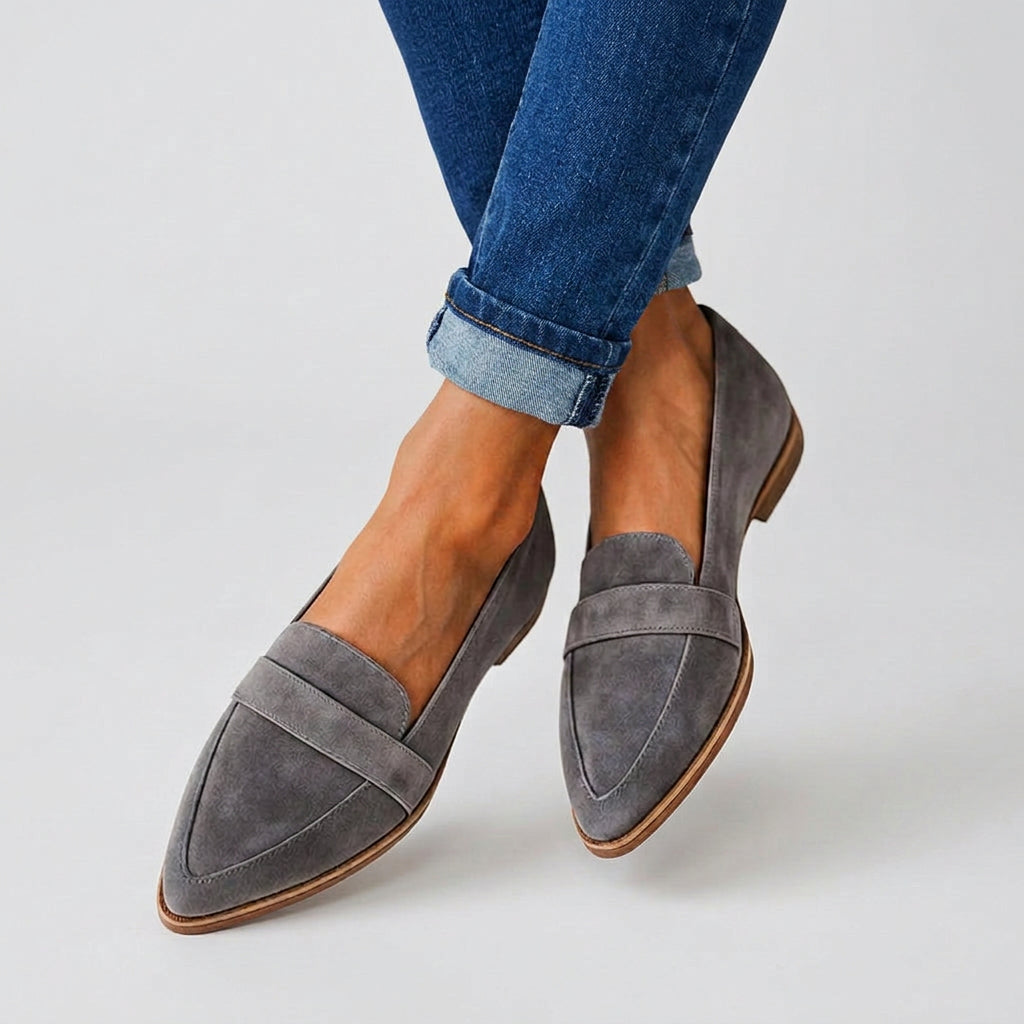Suede Loafers Women’s Pointed Toe Flat Shoes