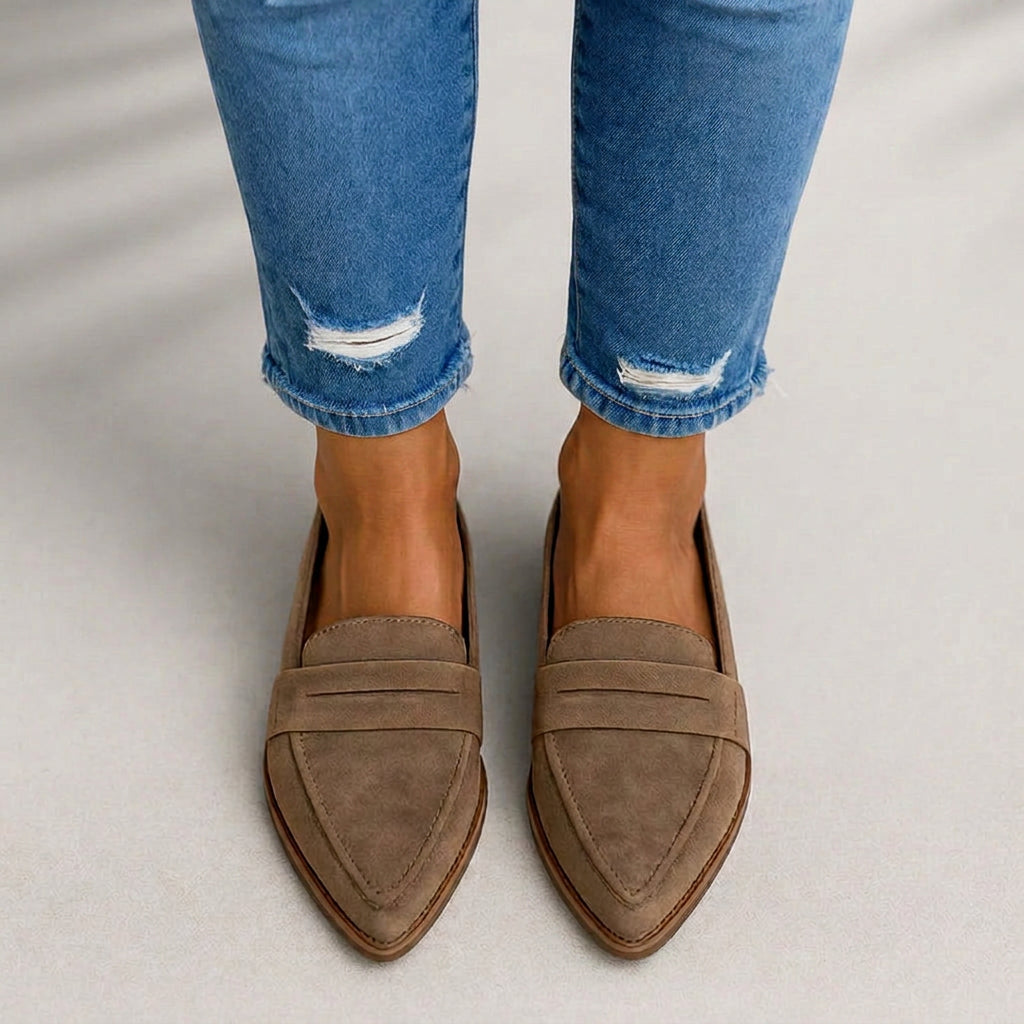 Suede Loafers Women’s Pointed Toe Flat Shoes