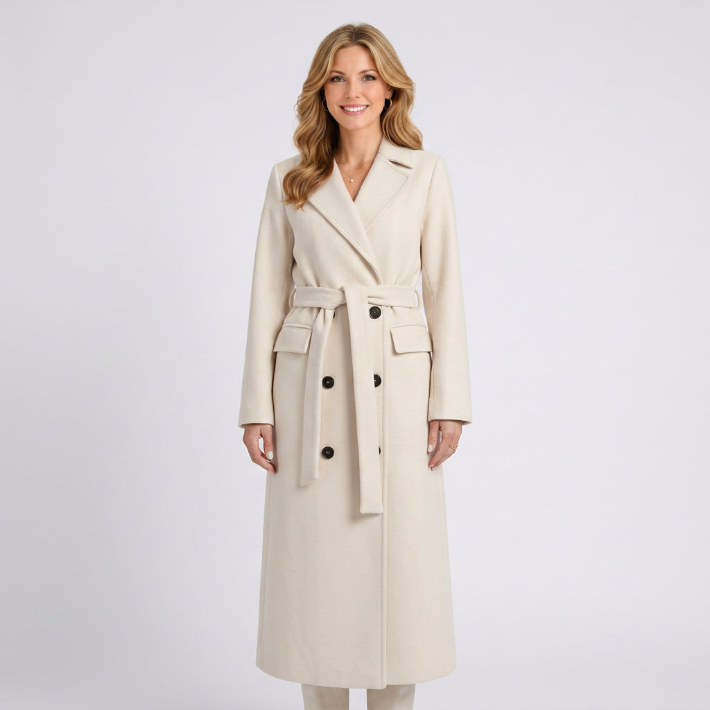 Belted Long Coat Women’s Double Breasted Tailored Coat