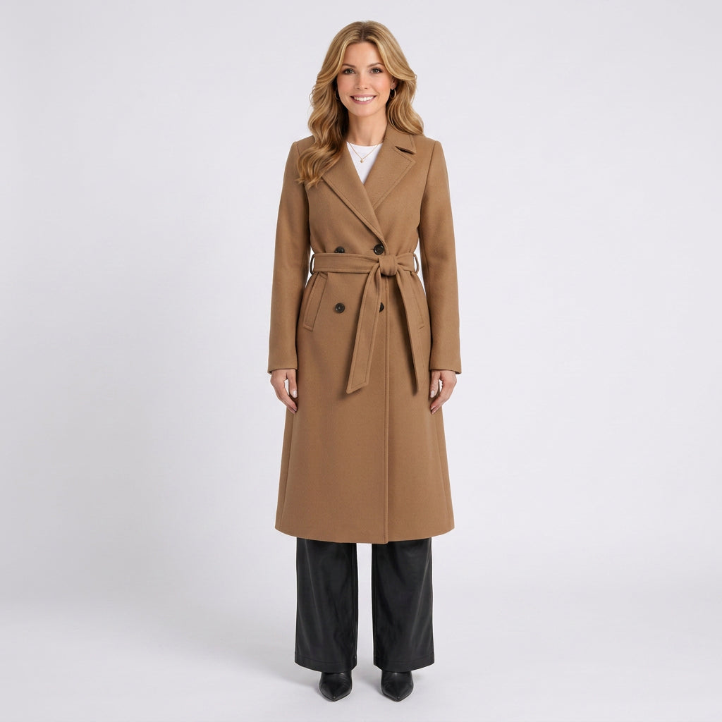 Belted Long Coat Women’s Double Breasted Tailored Coat