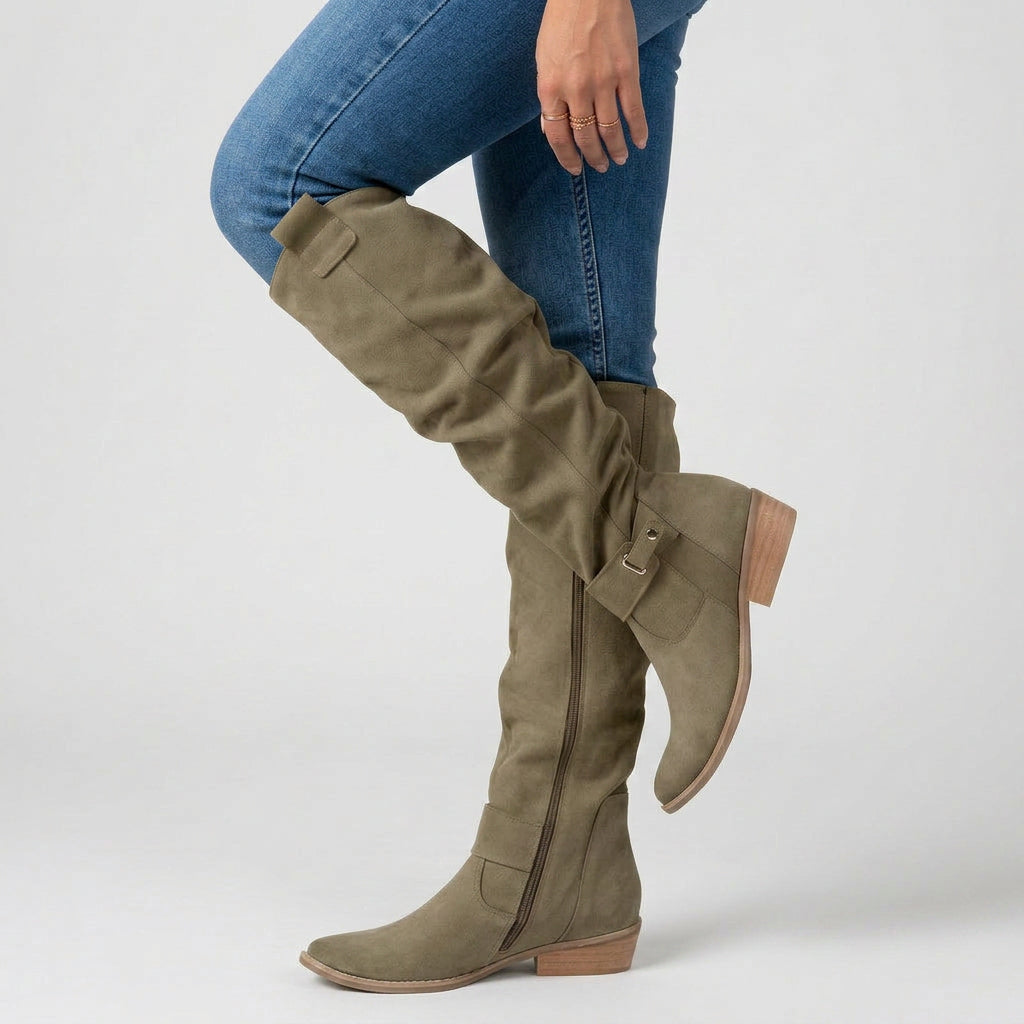 Knee High Boots Women’s Suede-Look Slouch Boots