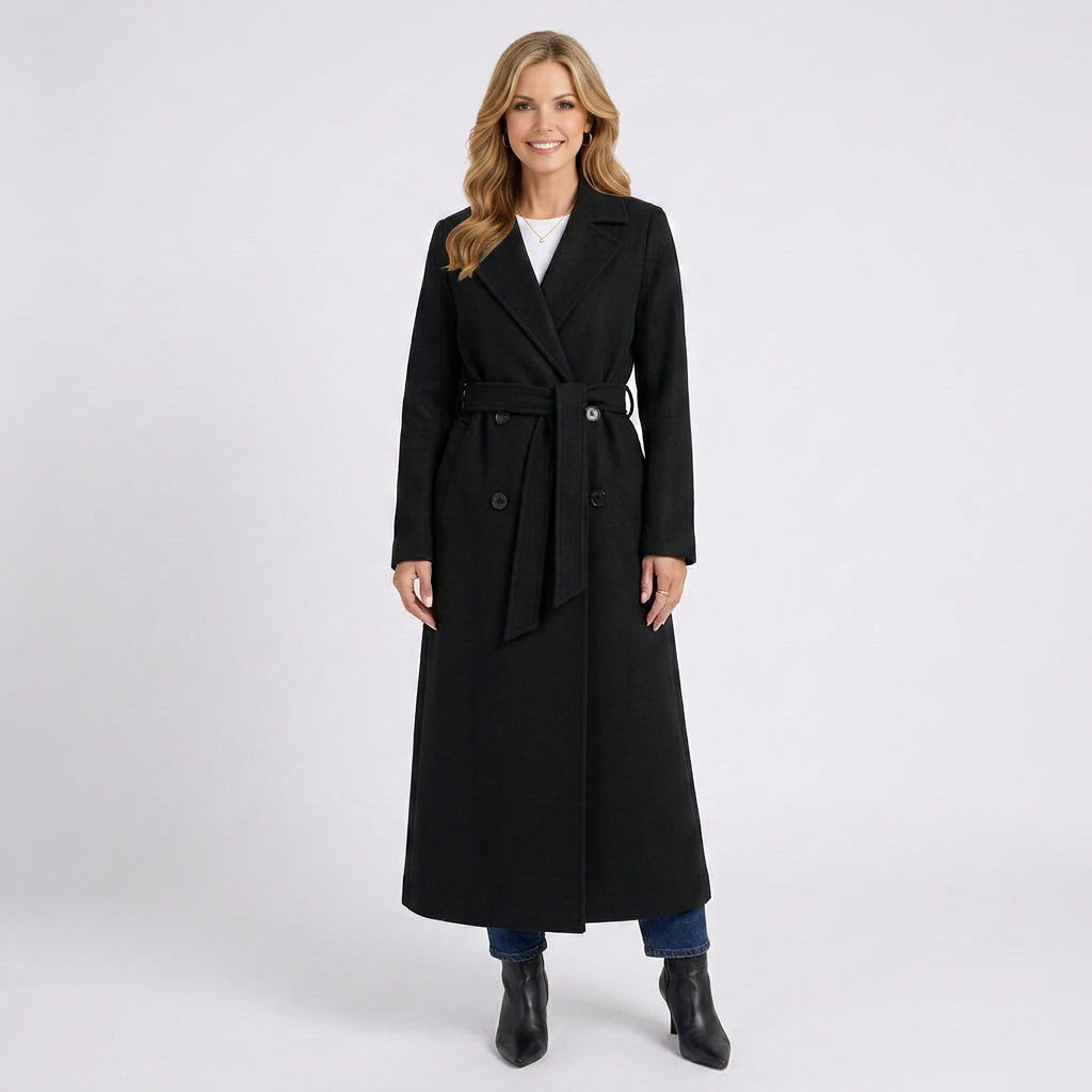 Belted Long Coat Women’s Double Breasted Tailored Coat