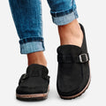 Buckle Loafers Women’s Suede-Look Slip-On Shoes
