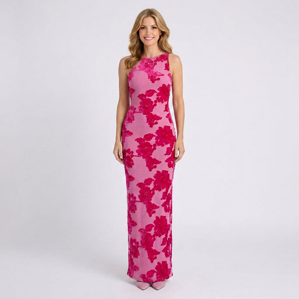 Floral Maxi Dress Women’s Sleeveless Bodycon Occasion Dress
