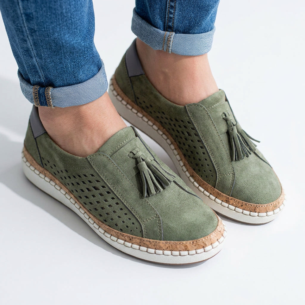 Tassel Slip-On Shoes Women’s Perforated Casual Loafers