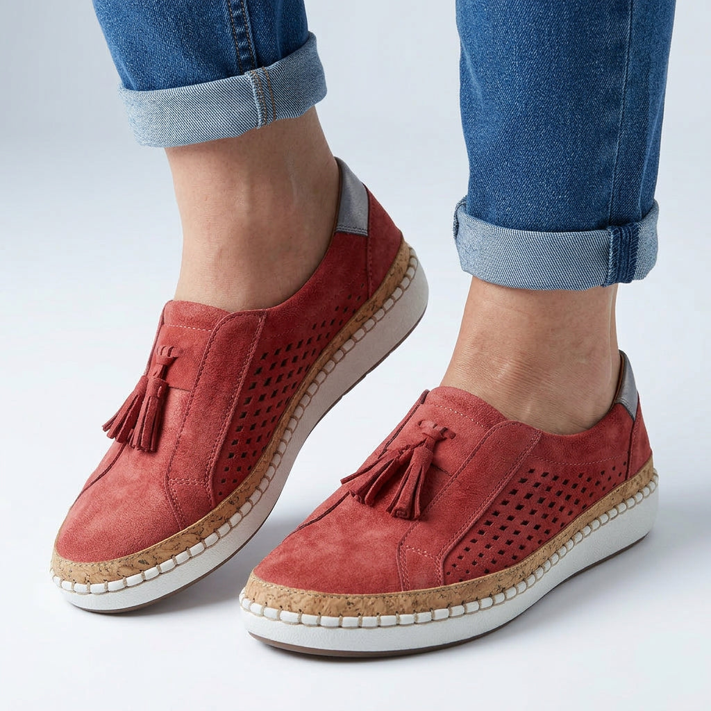 Tassel Slip-On Shoes Women’s Perforated Casual Loafers