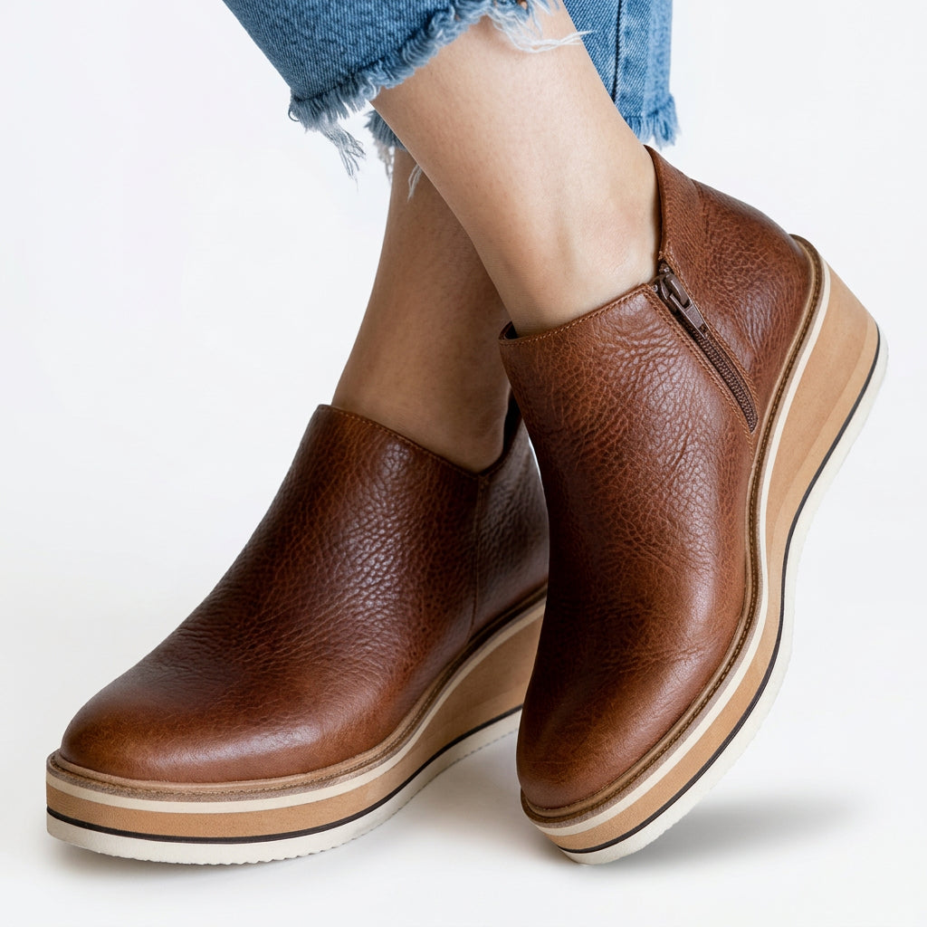 Wedge Ankle Boots Women’s Zip Platform Boots