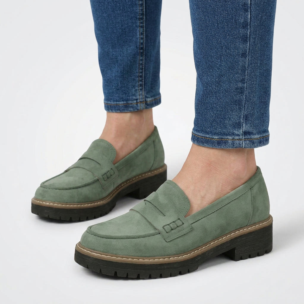 Chunky Loafers Women’s Suede-Look Slip-On Shoes