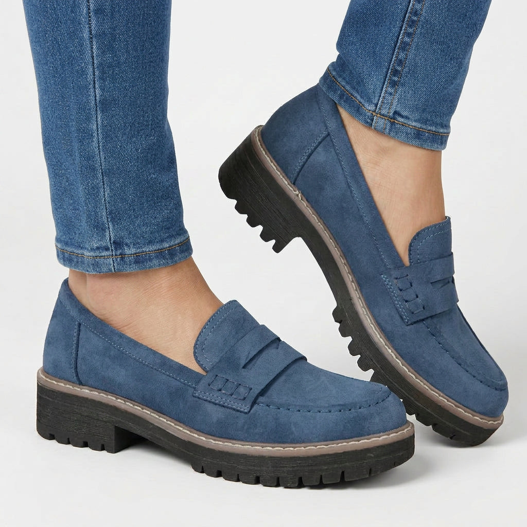 Chunky Loafers Women’s Suede-Look Slip-On Shoes
