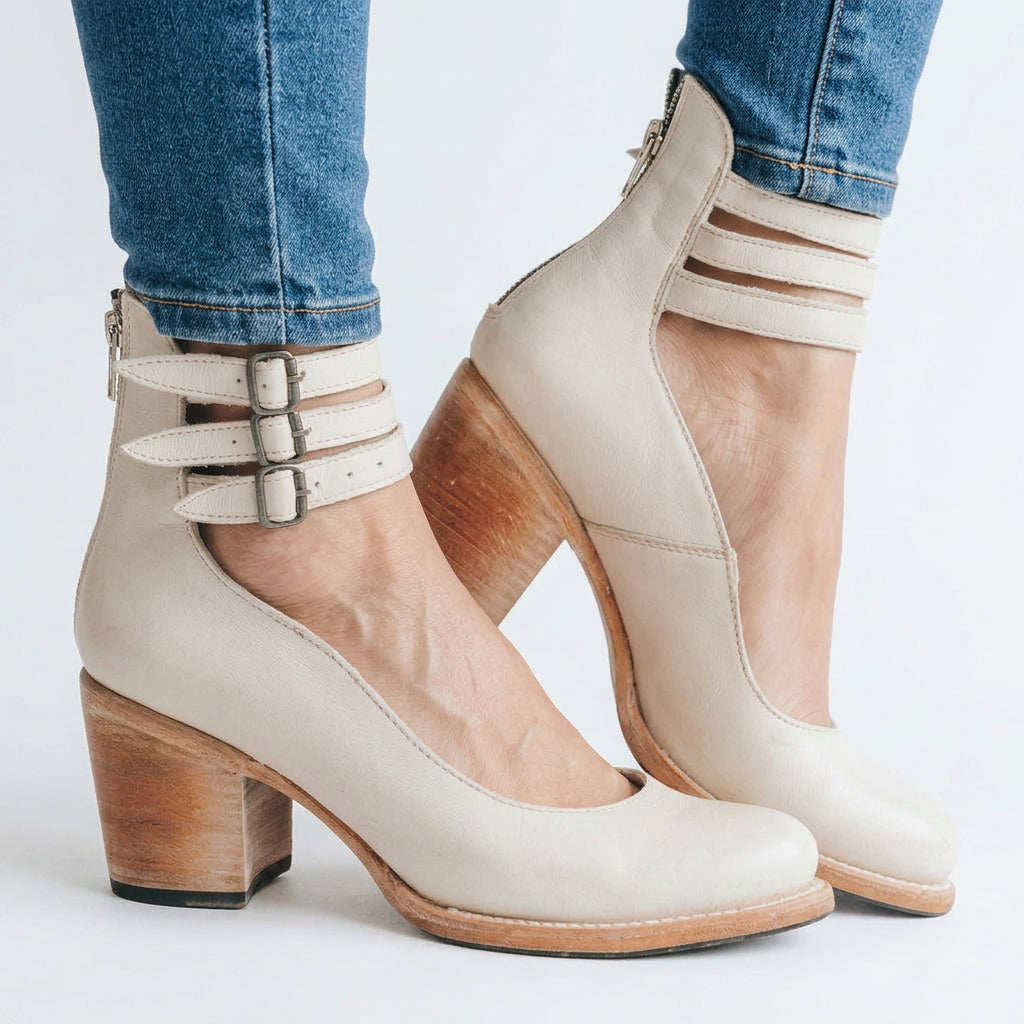 Women’s Buckle Strap Block Heel Boots
