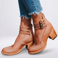 Women’s Buckle Strap Block Heel Boots