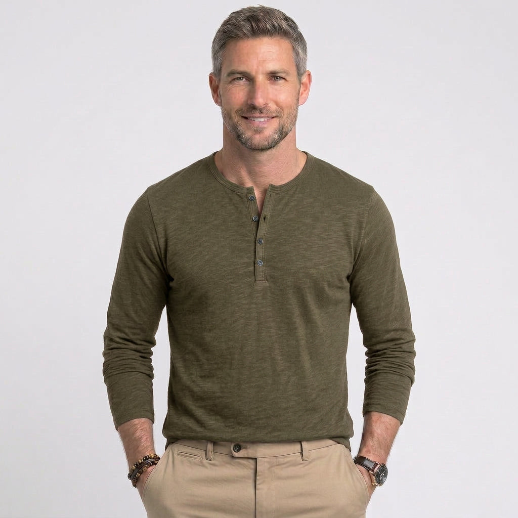 Men’s Long Sleeve Henley Shirt