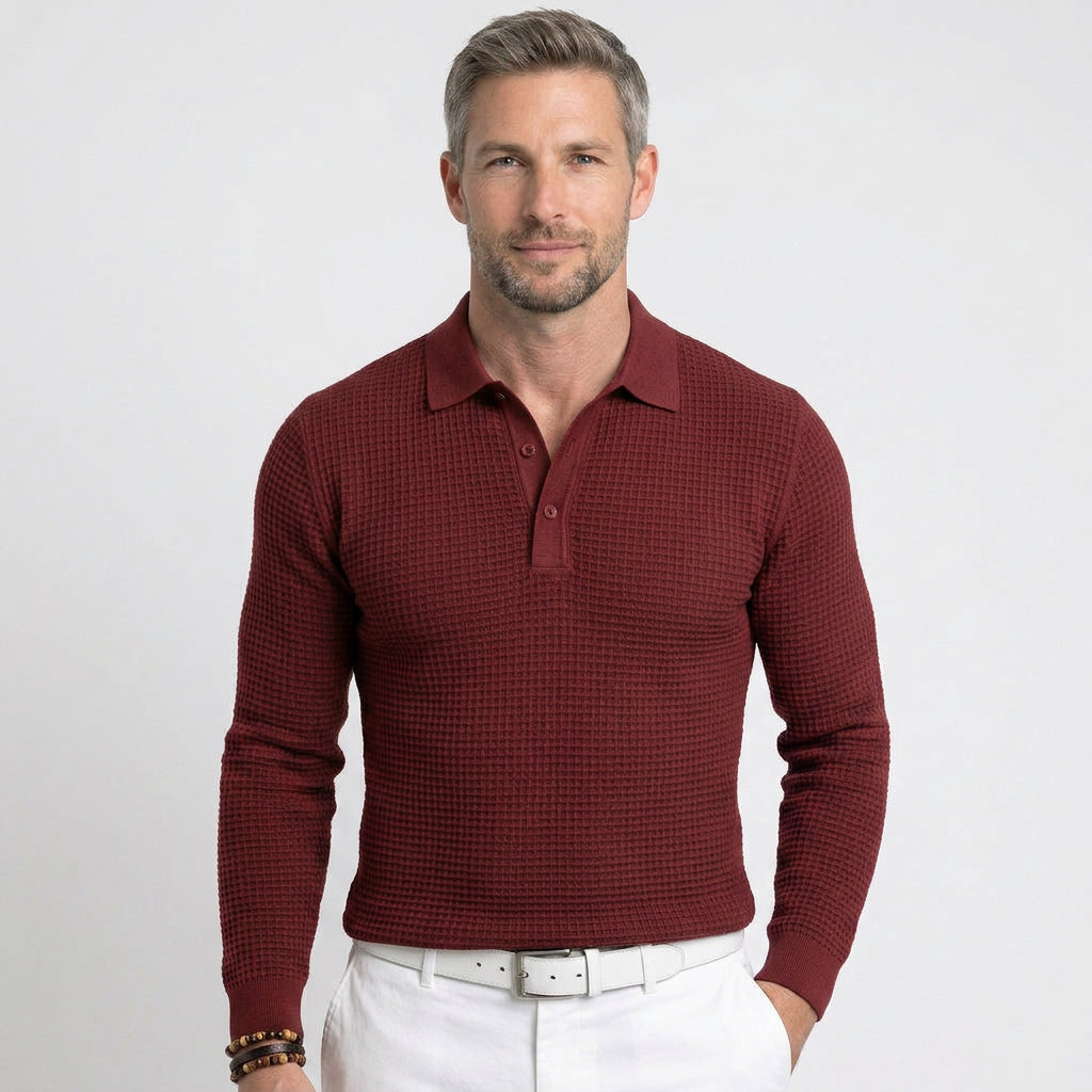 Men’s Long Sleeve Knit Polo Shirt