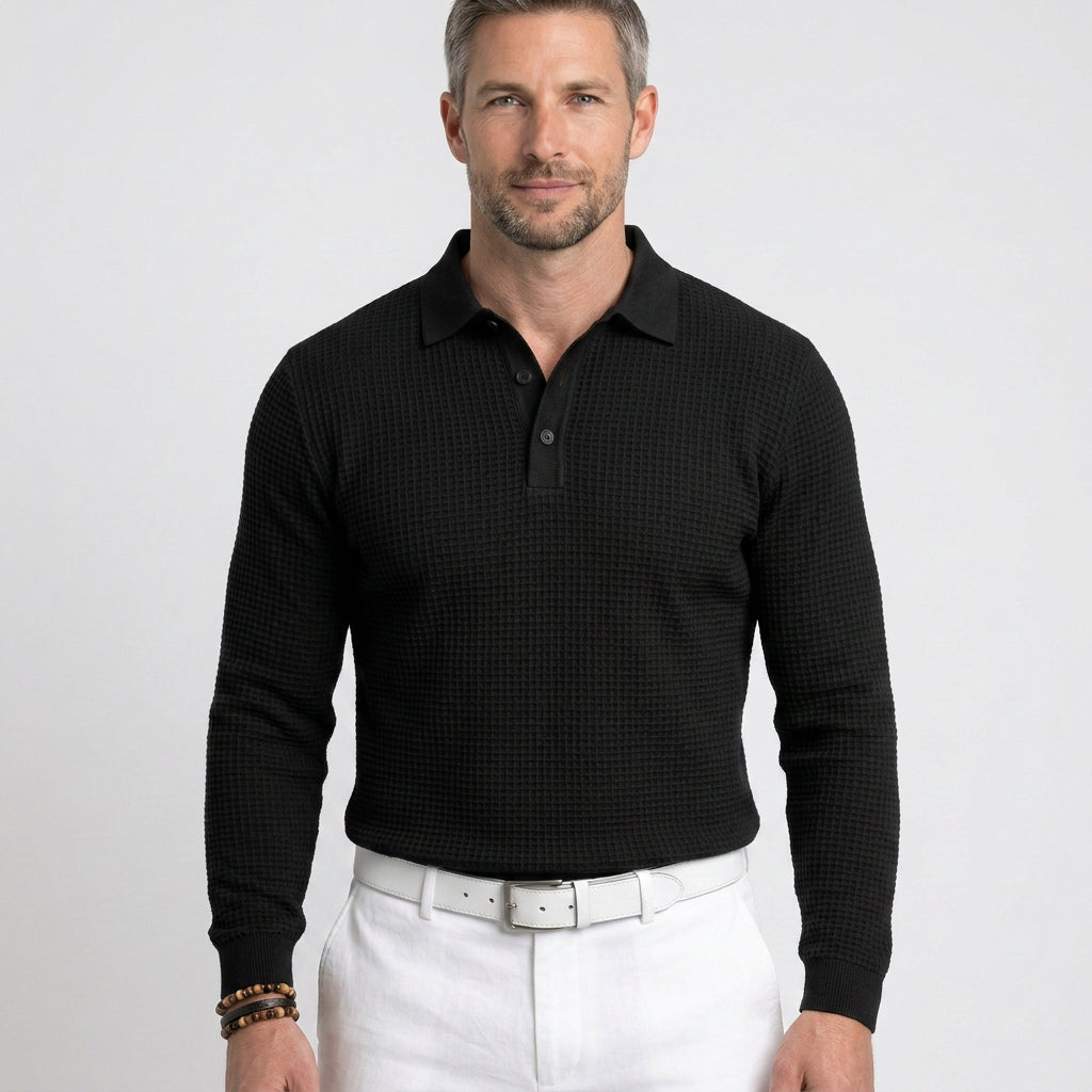 Men’s Long Sleeve Knit Polo Shirt