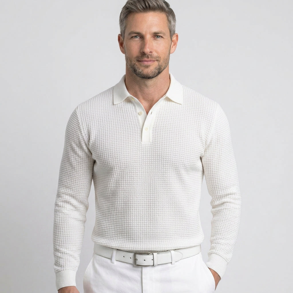 Men’s Long Sleeve Knit Polo Shirt