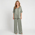 Satin Co-Ord Set – V-Neck Wide Leg Style