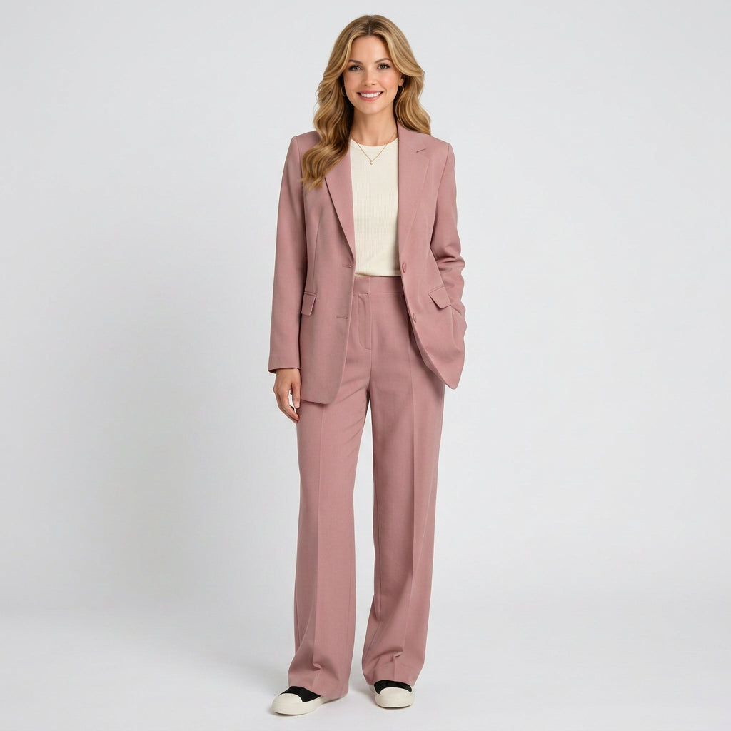 Tailored Blazer Co-Ord Set – Wide Leg Trouser Style