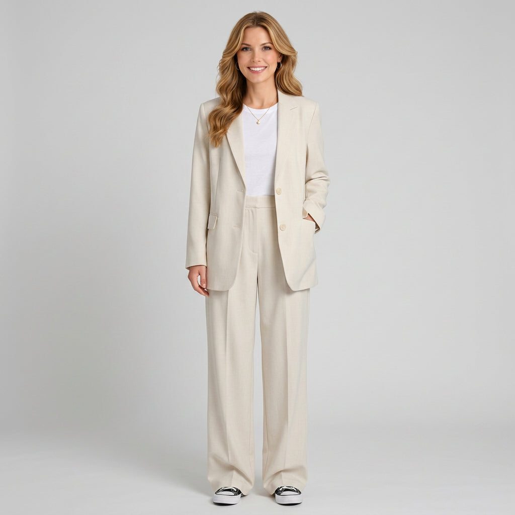 Tailored Blazer Co-Ord Set – Wide Leg Trouser Style