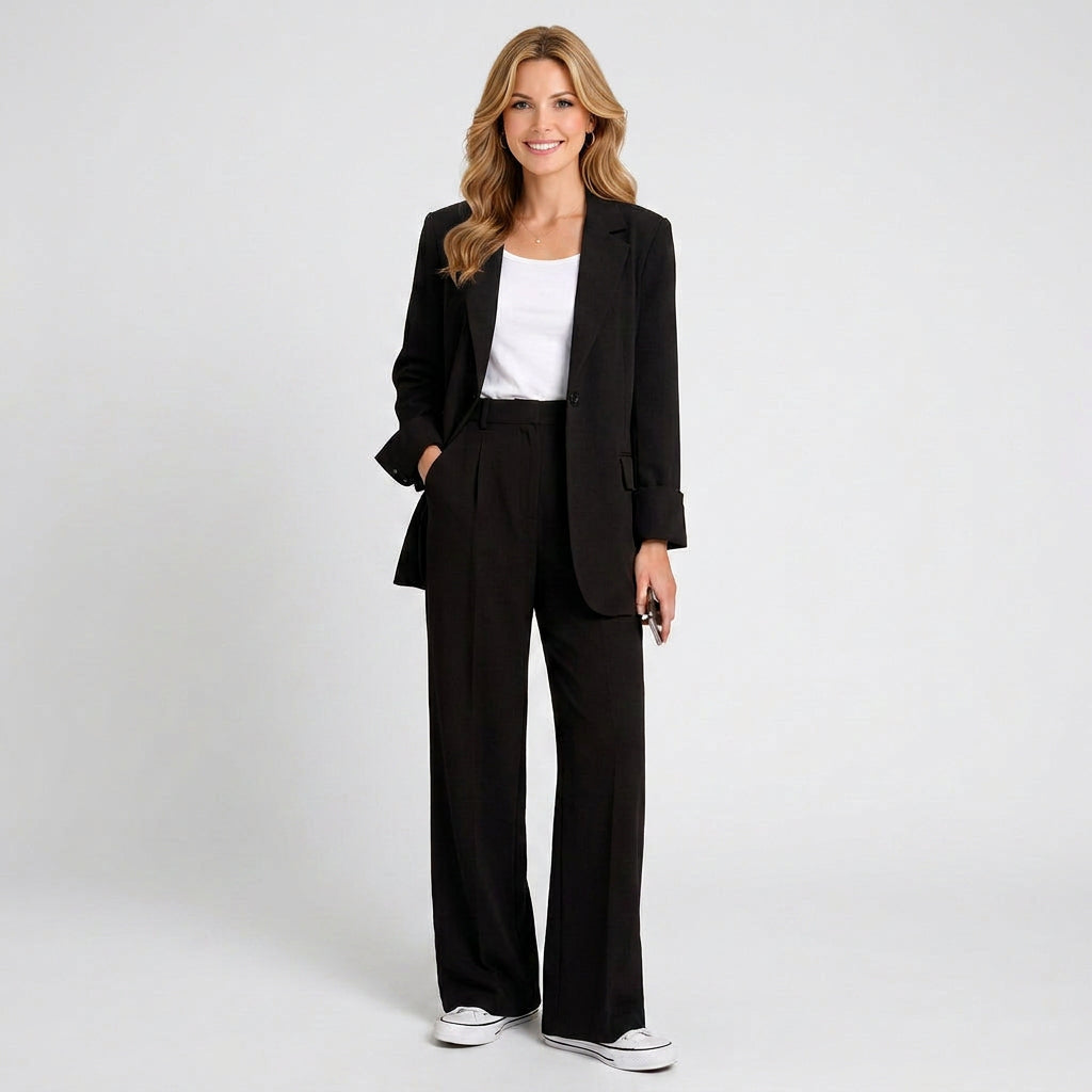 Tailored Blazer Co-Ord Set – Wide Leg Trouser Style