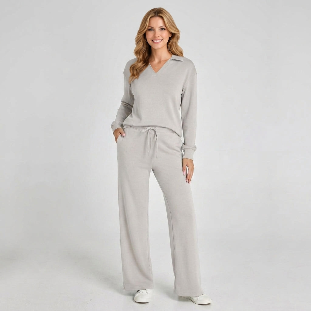 Collared Co-Ord Set – Drawstring Wide Leg Style