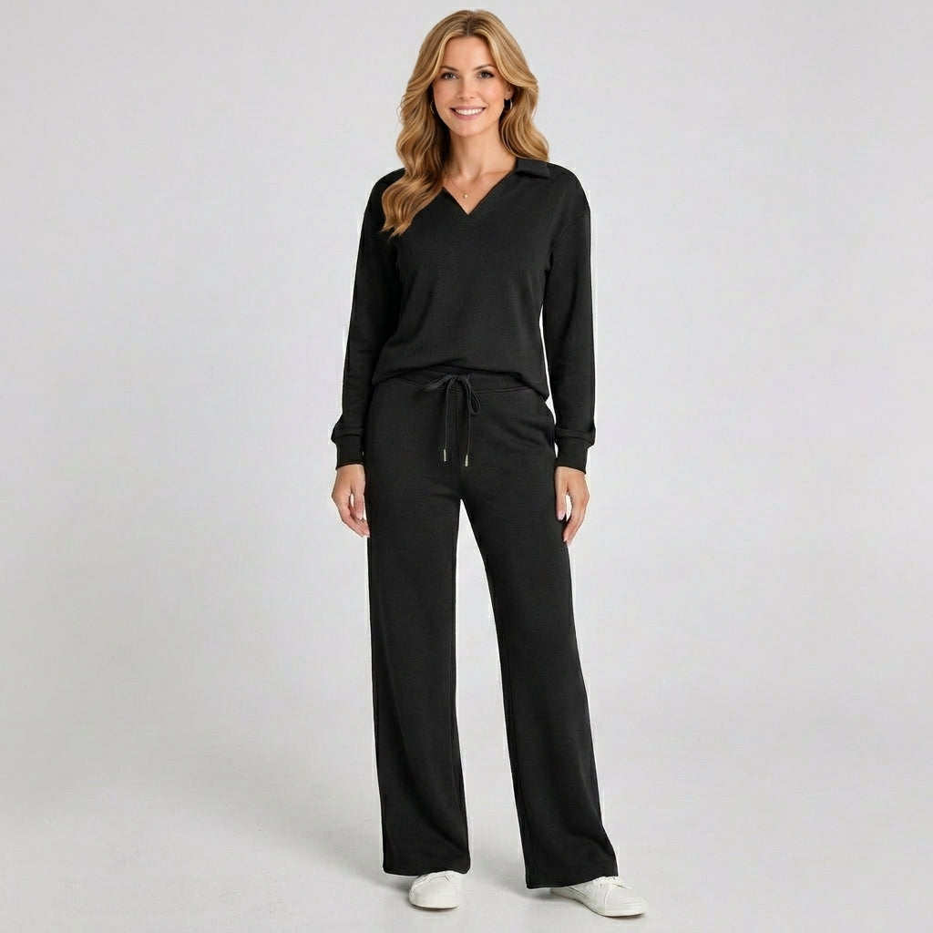Collared Co-Ord Set – Drawstring Wide Leg Style