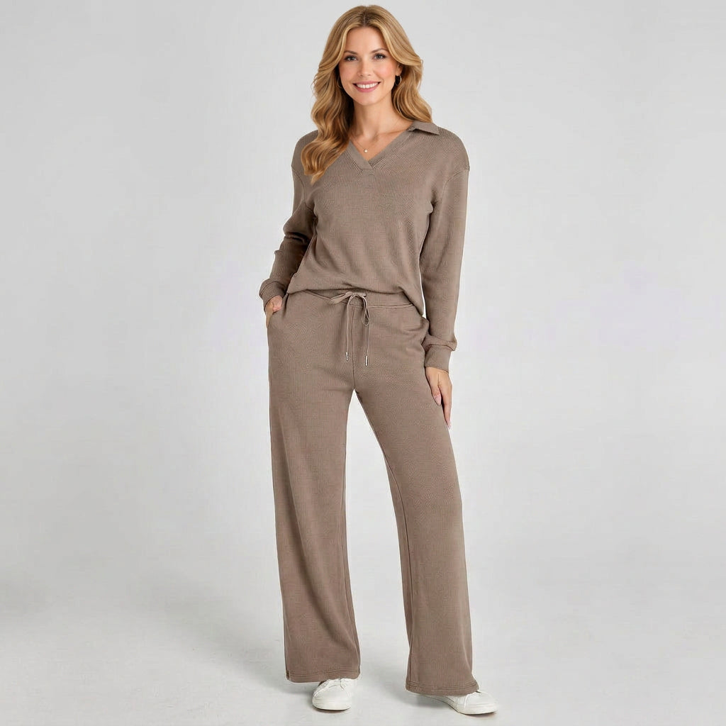 Collared Co-Ord Set – Drawstring Wide Leg Style